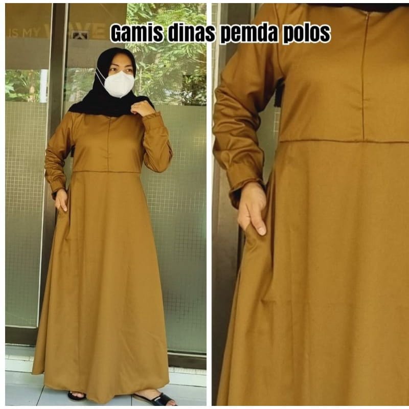 GAMIS PEMDA-PNS-GURU S-M-L-XL SERAGAM DINAS WANITA  GAMIS TREN TERKINI / GAMIS MODEL TERBARU