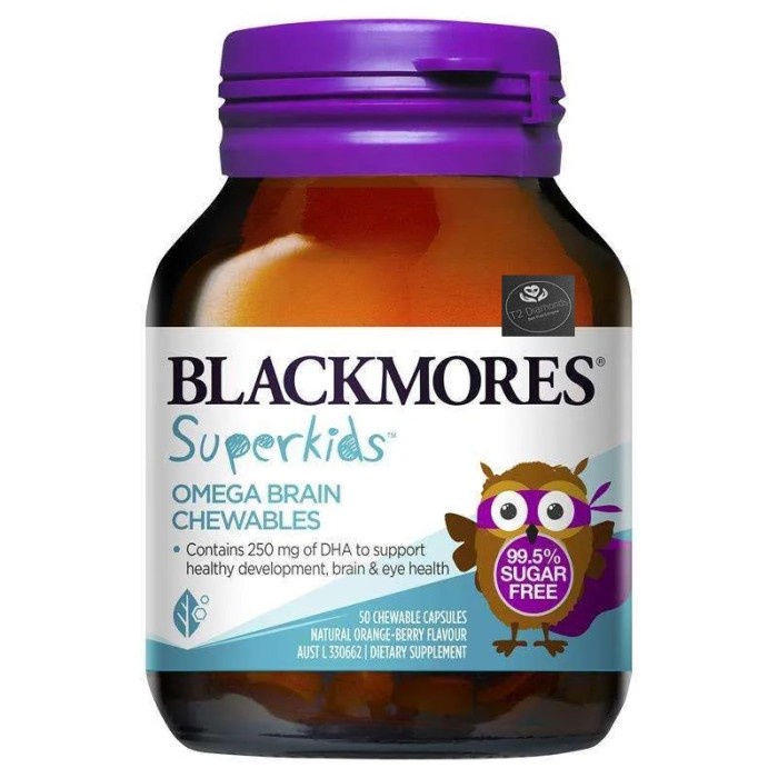 Blackmores Superkids Omega Brain Chewables Vitamin Otak Anak Superkid