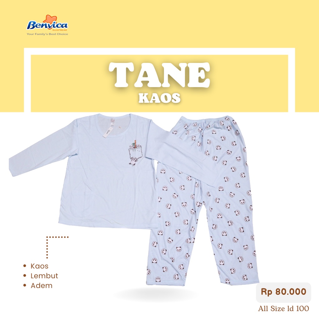 BAJU TIDUR PIYAMA KAOS TANE LEMBUT ADEN BANYAK MOTIF