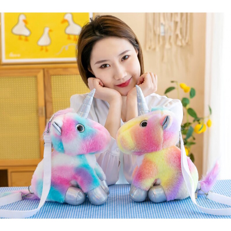 BARANG IMPORT Tas selempang bahu Lucu Gadis Baru Jepang dan Korea Kartun Gadis Tas Bulu besar unicorn Mainan Mewah kwalitas tinggi