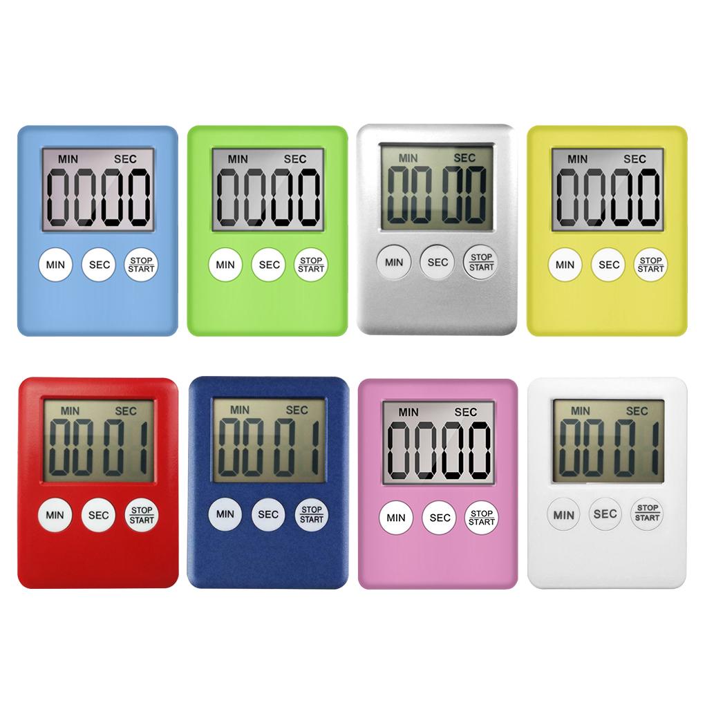 Timer Dapur Layar Digital LCD Super Tipis Persegi Masak Hitung Mundur Alarm Magnet Jam Gadget Dapur 7warna