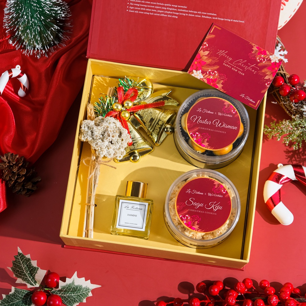 CHRISTMAS HAMPERS - LA FORTUNA I HAMPERS NATAL I REED DIFFUSER HAMPERS I CHRISTMAS GIFTBOX I CHRISTMAS COOKIES HAMPERS | HARDBOX CHRISTMAS HAMPERS