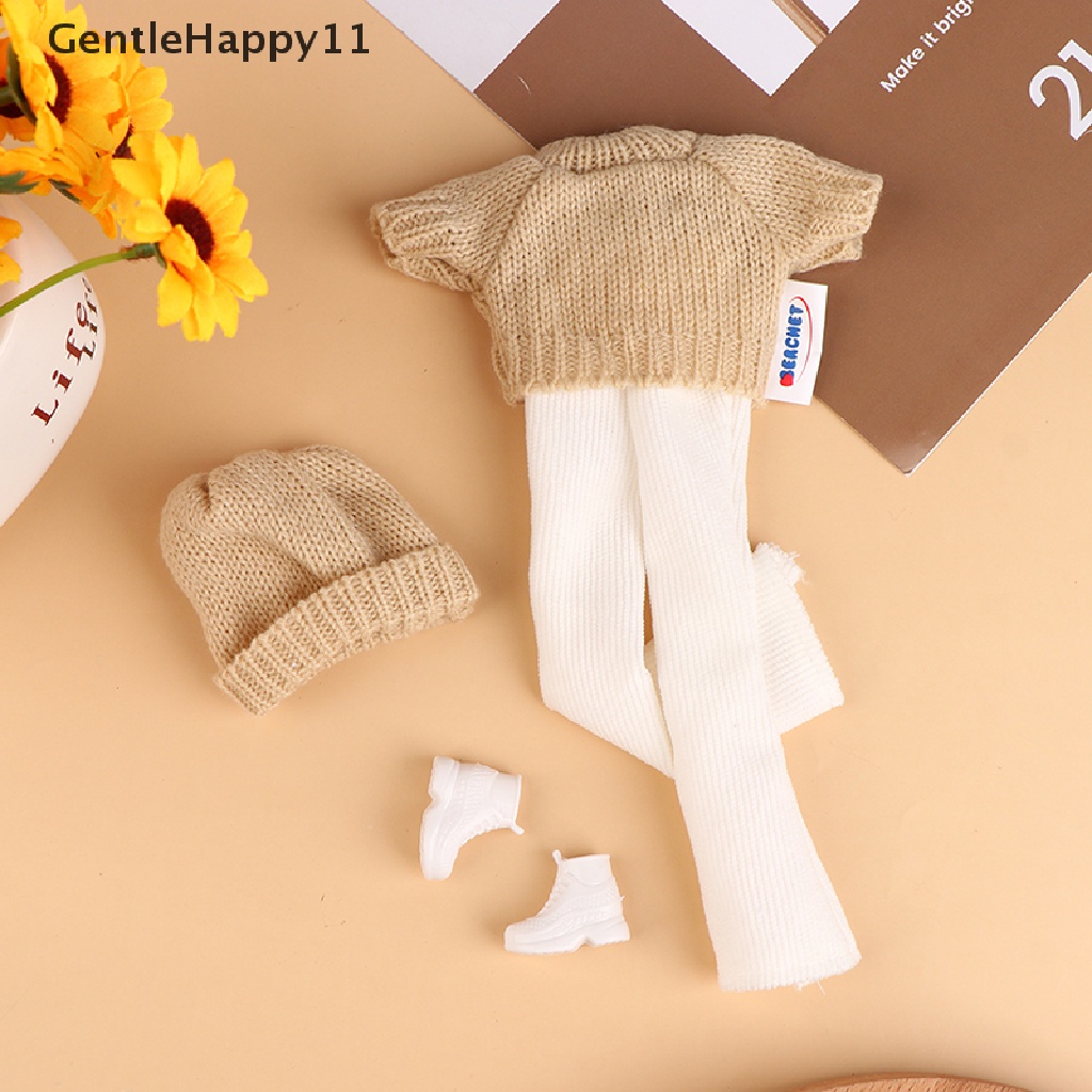 GentleHappy 4pcs/Set Sweater+Trousers+Shoes+Knitted hat Doll Daily Clothes for 30cm Doll id