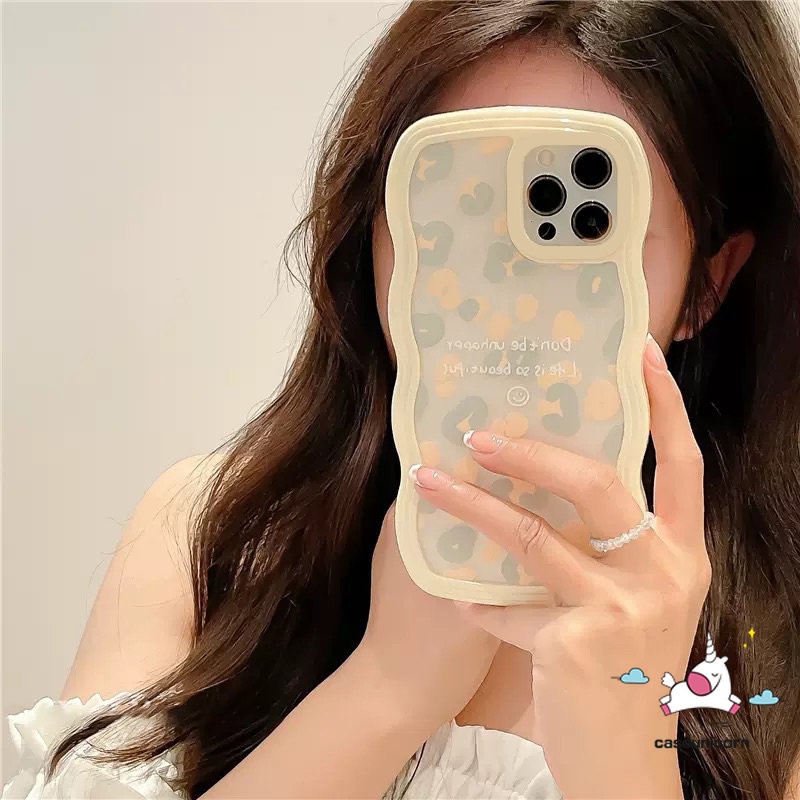 Case Oppo A16 A78 A17K A17 A57 A95 A5s A15 A96 A54 A74 A3s A16s A55 A12 A5 A9 2020 A76 A77 A7 A16K A1k A77s A53 A52 Reno 8T 8 7 7Z 8Z 6 Wavy Edge Fashion Motif Leopard Sarung Soft Case