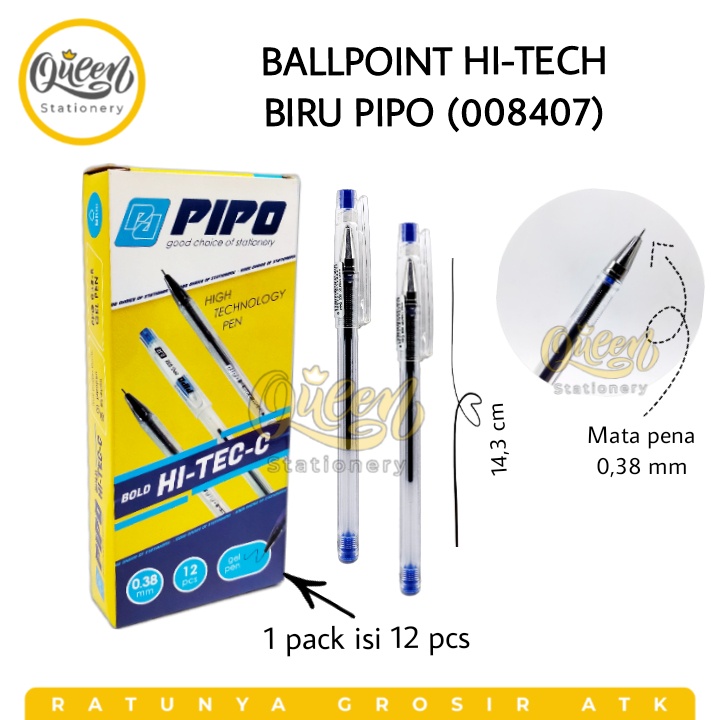 

1 PCS BOLPEN HI TECH BIRU PIPO PULPEN GEL HI TEC (008407)