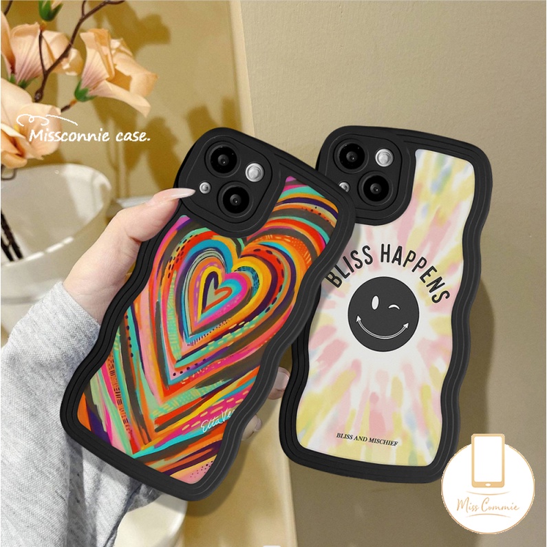 Redmi 12C 9a1 10 10A 9T 10C 9A 9C NFC A1+POCO M3 X3 NFC Pro Redmi Note8 9 11 10 11s 10s 11 10 Pro Max 11Pro+9Pro 9s Ins Smile Gradient Love Heart Rainbow Wavy Soft Case Tepi