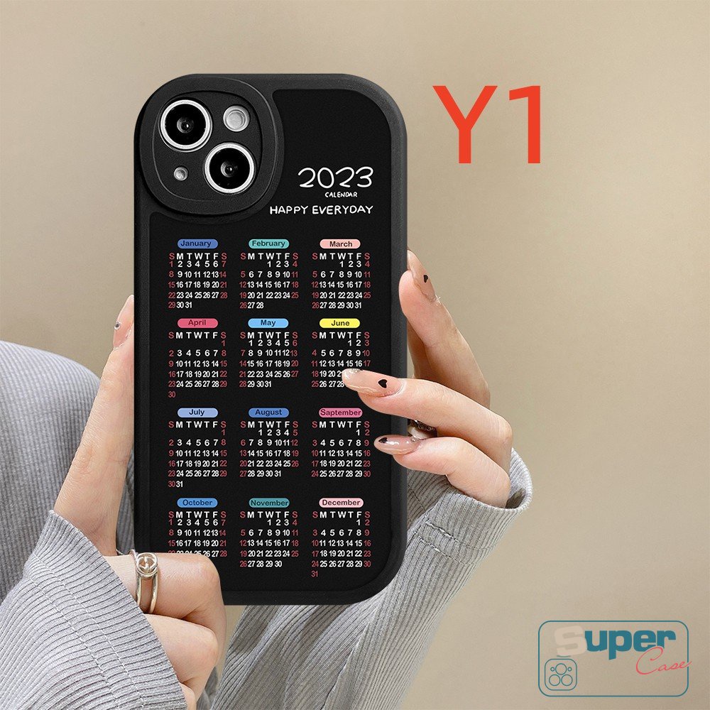 IPHONE Casing Hp Untuk Iphone11 14 12 13 Pro MAX XR X XS Max6 6s 78 Plus 14Plus SE 2020couple Soft TPU 2023kalender Pelindung Lensa Back Cover