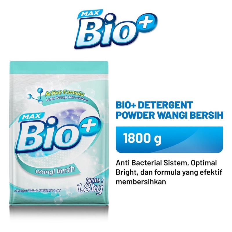 Max Bio+ Detergent powder/bubuk wangi bersih 1,800g