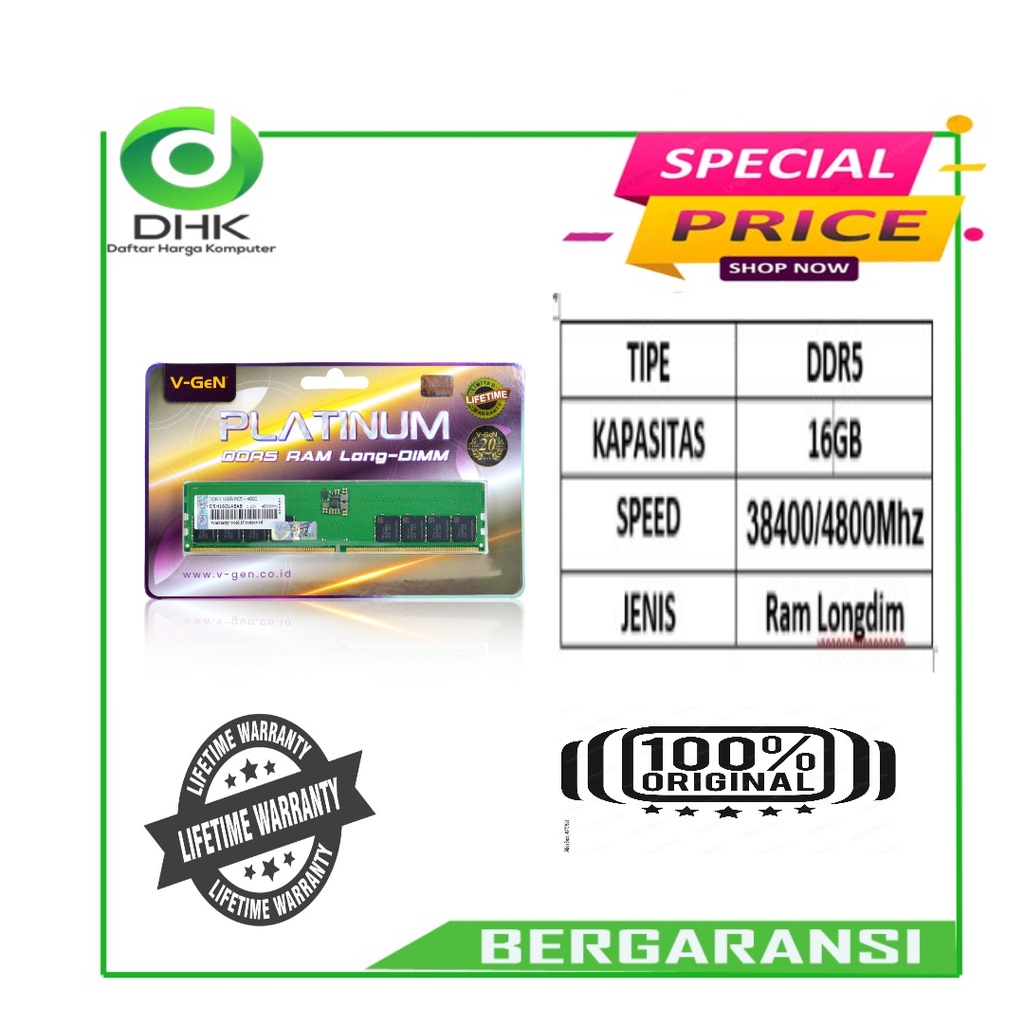 RAM DDR5 V-GeN 16GB PC 38400/4800Mhz LongDimm PLATINUM