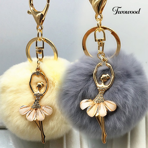 Twowood Fashion Charm Bola Bulu Mobil Liontin Handbag Keyring Pompom Ball Decor Keychain