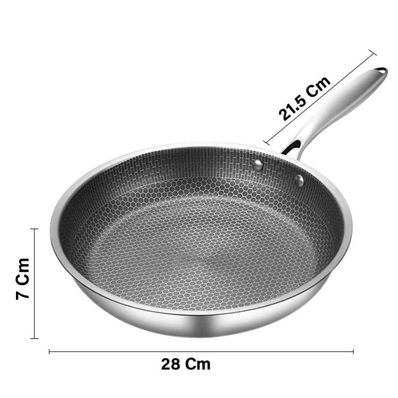 COD Teflon Stainless Steel  Free tutup kaca Wajan Penggorengan Frying Pan 34cm/28cm anti lengket CG-7 + CG-8 murah