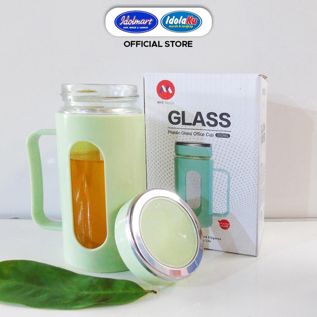 IDOLMART Gelas Kaca Glass Plastic Cup Office 350Ml