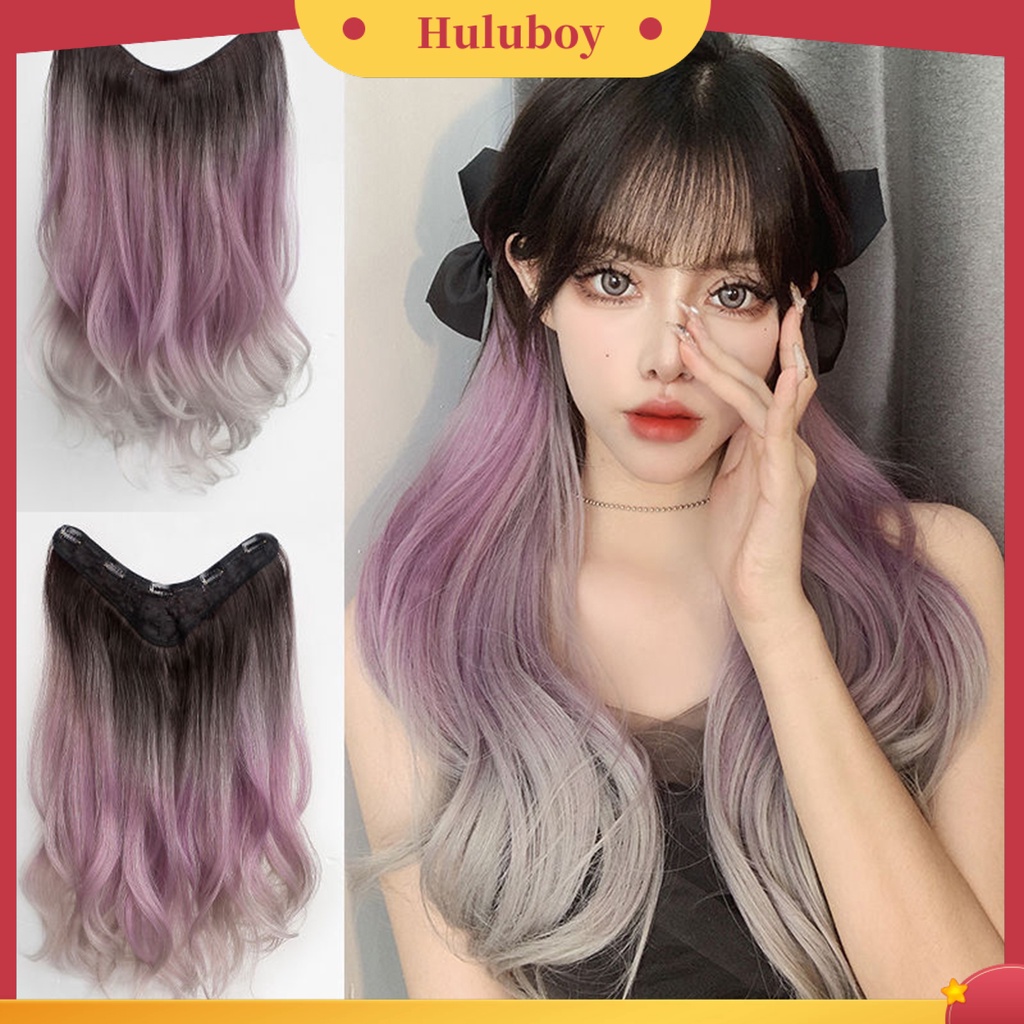 Wig Rambut Palsu Wanita Model Panjang Keriting Warna Gradasi