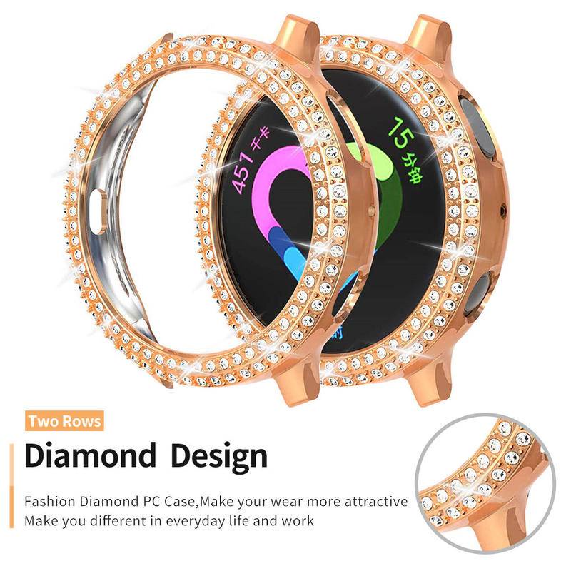 Dua Baris Bumper PC Berlian Untuk Samsung Galaxy Watch5 4 Case 40mm 44mm Wanita Bling Cover Frame Tipis Aksesoris