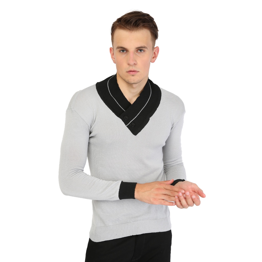 Sweater Rajut Polos Vneck Basic - SWE 1084