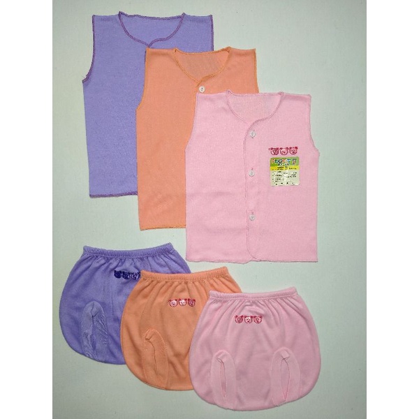 6 Pcs/ 3 Stel Baju Kutung Dan Celana Pop Bayi Baru Lahir Setelan Newborn Tanpa Lengan