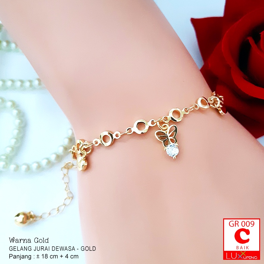 GR 009  Gelang Jurai Dewasa Terbaru  Perhiasan Imitasi Lapis Emas Gelang Emas Xuping Gelang Dolfin Lumba Lumba Gelang Charm Bunga Cinta Love Gelang  Love Gelang Kupu Kupu Butterfly Bracelet Gelang Tangan Luxx Xuping