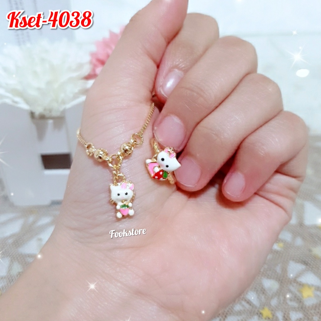 COD SET kalung Kitty &amp; Cincin Kitty ANAK