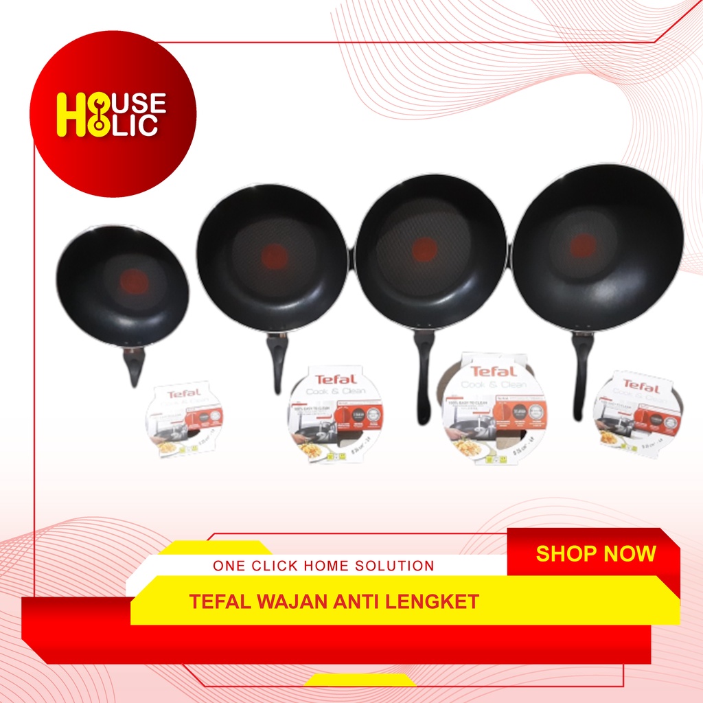 Tefal Cook Clean Wokpan 28 CM / Wajan Panci Penggorengan Anti Lengket