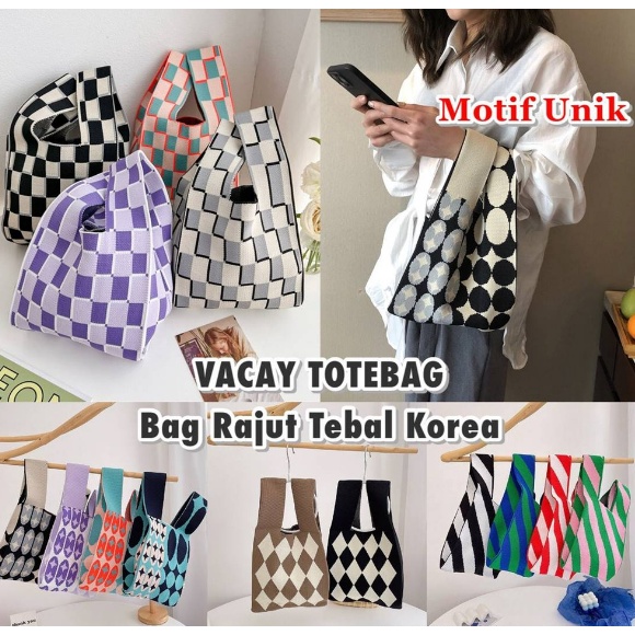Jual Tas Korean Tote Bag Viral / Korean Totebag / Tote Bag Knitted