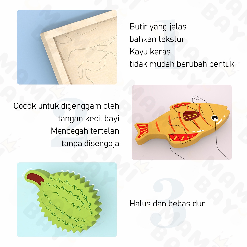 Mamibayi Puzzle Kayu Hewan 3D Mainan Puzzle Edukasi Anak