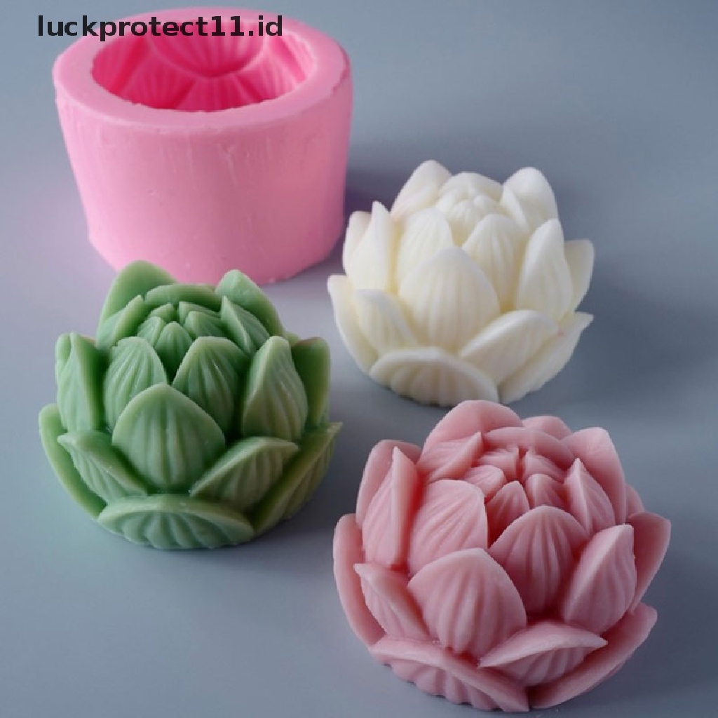 /Fashion Hot// Fashion// Cetakan Silikon 3D Lotus Bentuk Bunga Sabun Silicone Mold DIY.