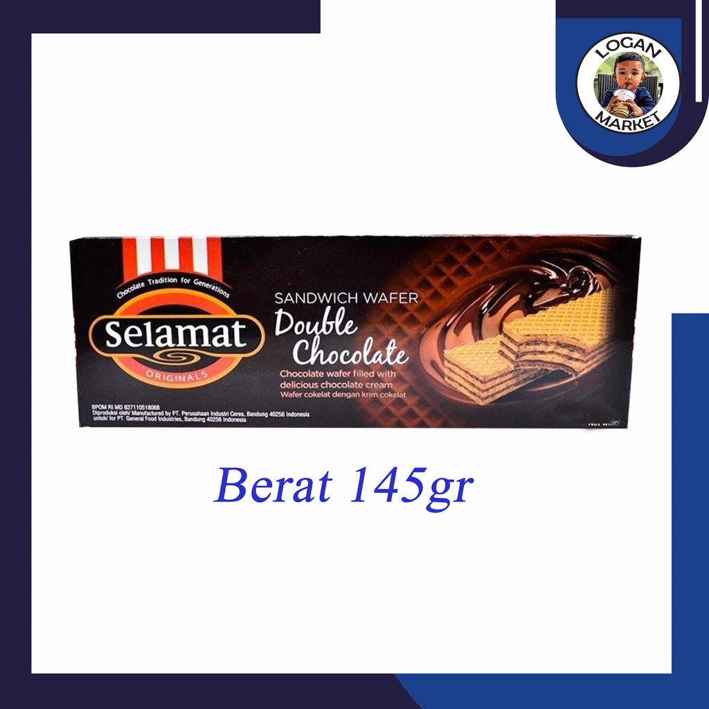 Selamat Wafer Double Chocolate Coklat 145gram 145 gram