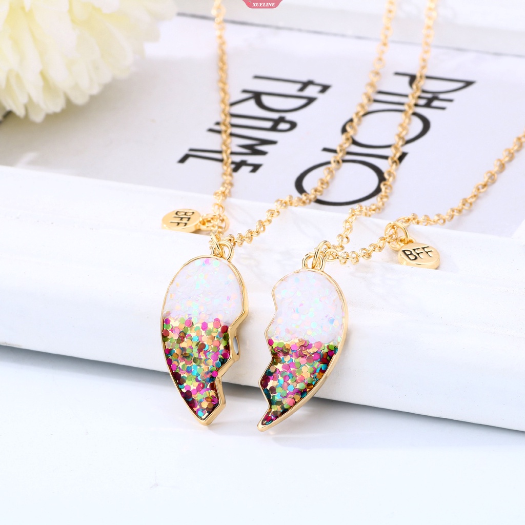 Fashion Anak Tabur Bubuk Tabur Tetes Minyak Kalung BFF Sahabat Kalung BFF Persahabatan Perhiasan Anak Perempuan Cinta Sucker Necklace [ZXL]