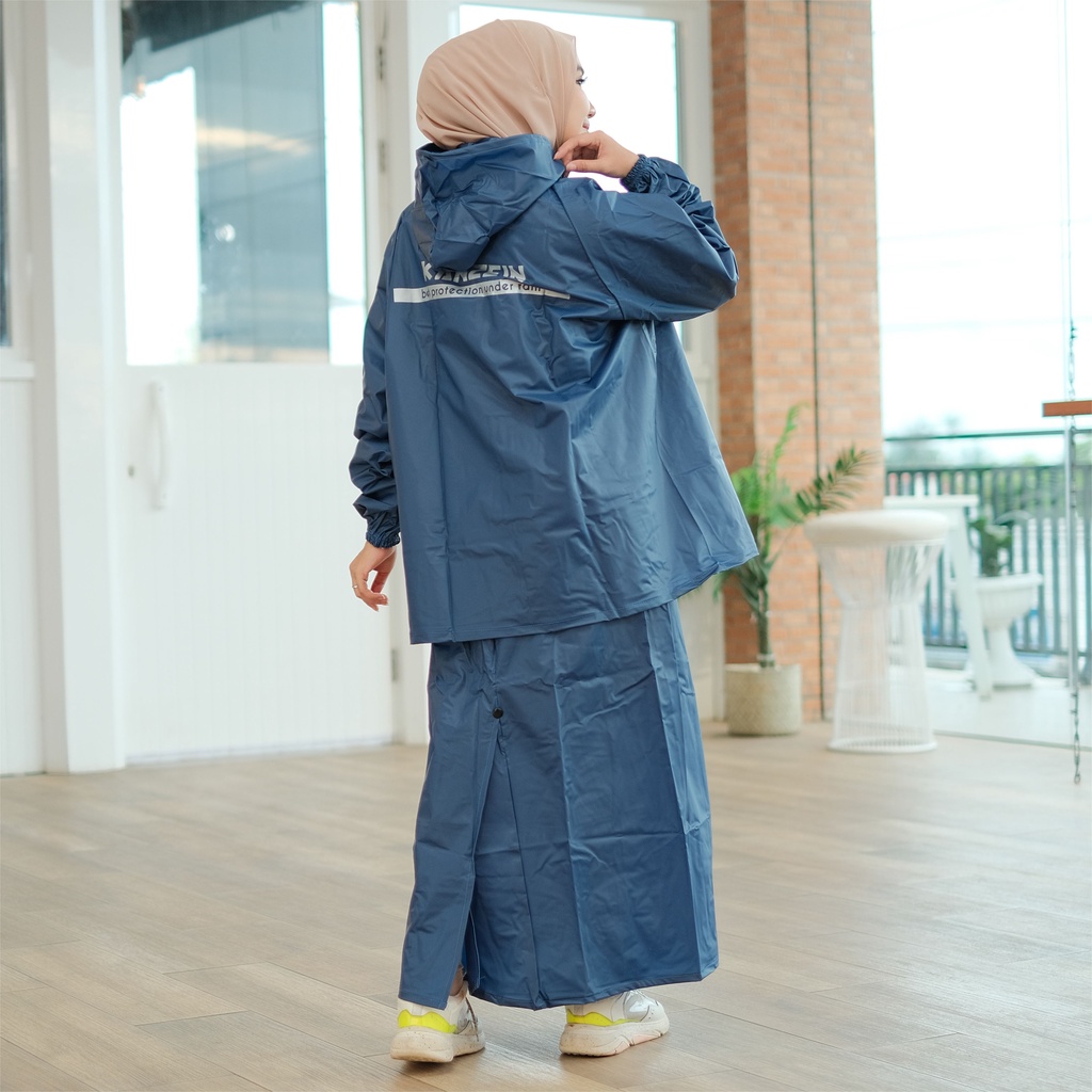 KANZEIN JAS HUJAN SETELAN JAKET ROK WANITA CEWE LENTUR AWET ANTI AIR BY KANZEIN