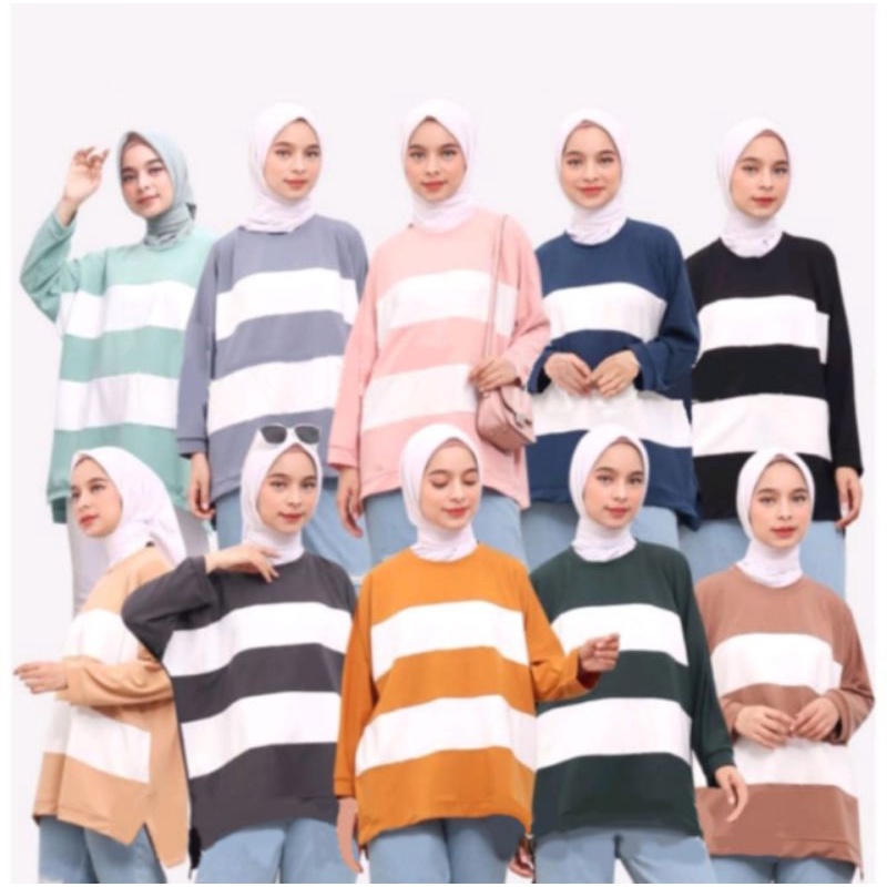 BLOUSE OVERSIZE WANITA COMBI BATWING