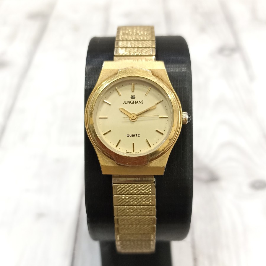 Jam Tangan Wanita Kecil Rantai Anti Air Branded Junghans Classic Gold Plated Quartz Asli Murah Terba