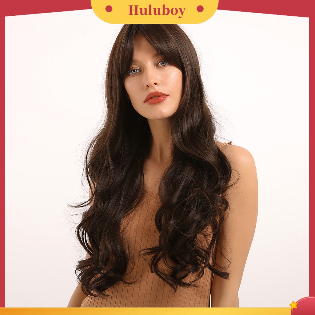 Wig Rambut Sintetis Model Panjang Keriting Untuk Wanita