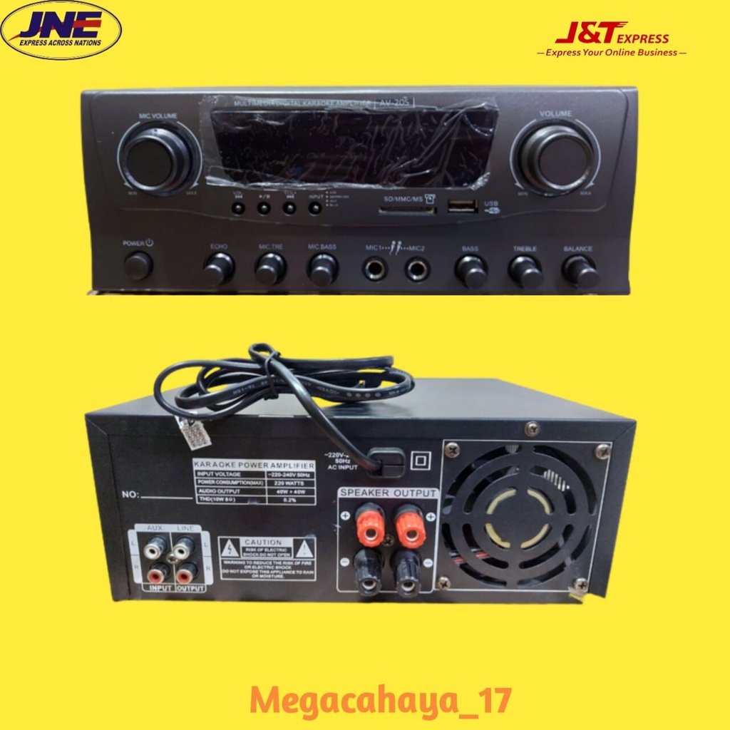 Amplifier Av 205 Audio Bluetooth Karaoke Sound System / Power Ampli Karoke