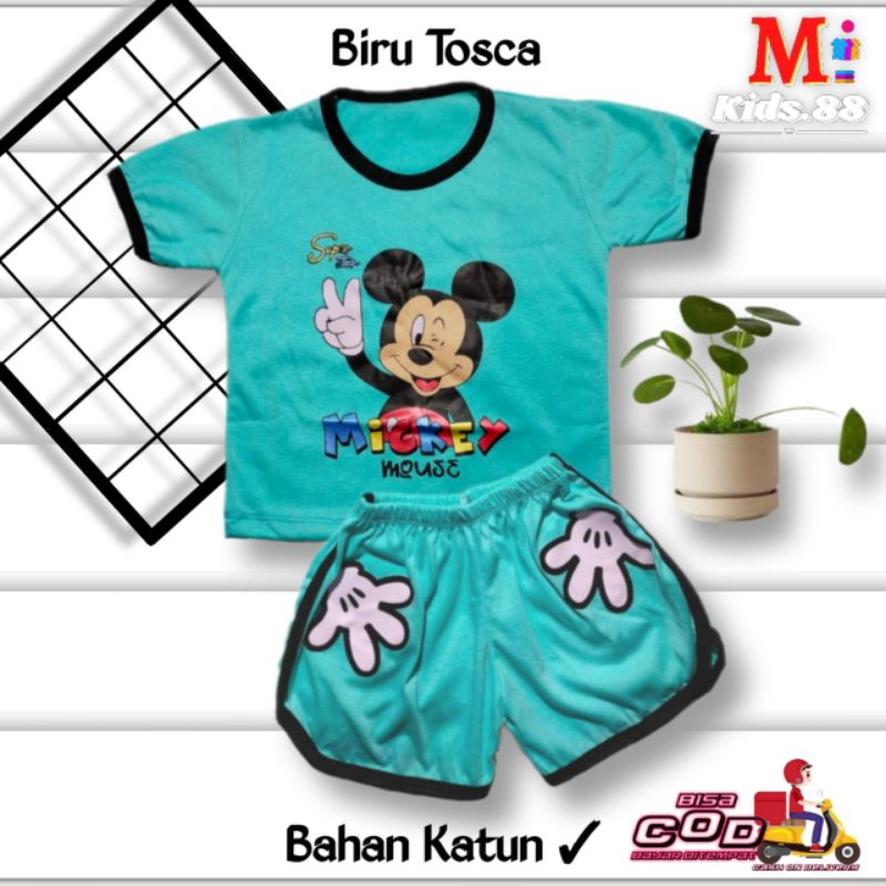 Setelan Playset  Cupa Cup Baju Anak MICKEY MOUSE/Set Anak Balita/Set Anak Unisex Buat Usia 0-4 tahun