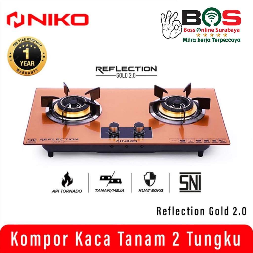 Kompor Niko Kompor Kaca Tanam Gold 2 Tungku Niko Reflection Gold 2.0