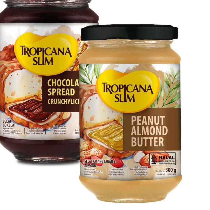 

Terlaris!! BUY 1 GET 1 - Tropicana Slim Peanut Almond Butter Spread Jam 300 gram & Tropicana Slim Chocolate Spread 300 gram GH2++