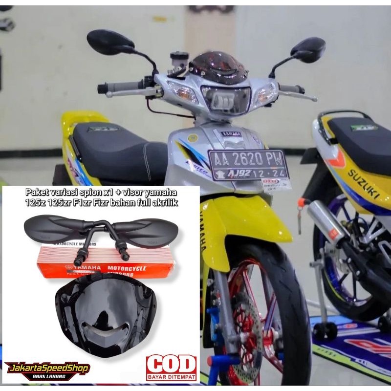 Paket variasi kaca spion x1 plus fizr bahan full akrilik hitam universal