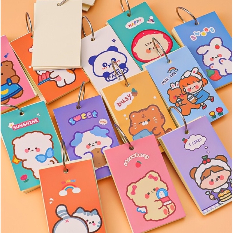READY STOCK BISA COD - MEMO CATATAN RING KECIL AESTHETIC KARAKTER KARTUN HEWAN LUCU MOTIF ANAK PEREMPUAN KAWAII GAYA REMAJA CEWEK KOREA FANCY KAMUS KOSAKATA STICKY NOTE JURNAL PAD SPIRAL KERTAS TULIS PORTABLE STUFF PERLENGKAPAN SEKOLAH MURAH VIRAL IMUT