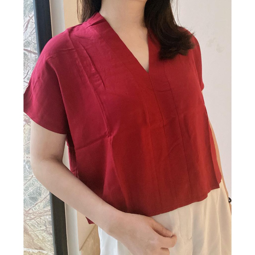 (COD) OH Fashion Blouse Nokha V Neck Wanita #2489