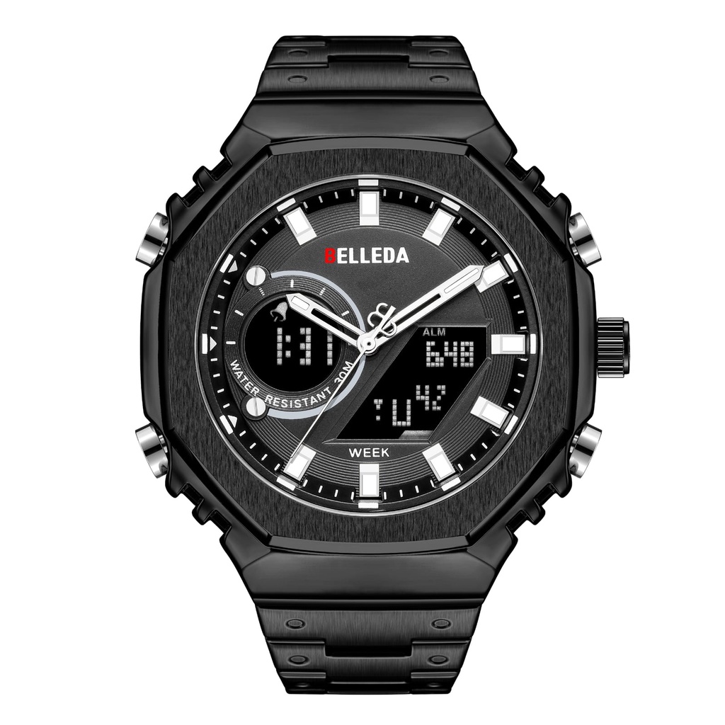 ✅COD BELLEDA 9950 JAM TANGAN PRIA DIGITAL ANALOG DUAL TIME RANTAI ORIGINAL ANTI AIR / JAM TANGAN PRIA ANTI AIR  ORIGINAL LUXURY STAINLESS STEEL QUARTZ