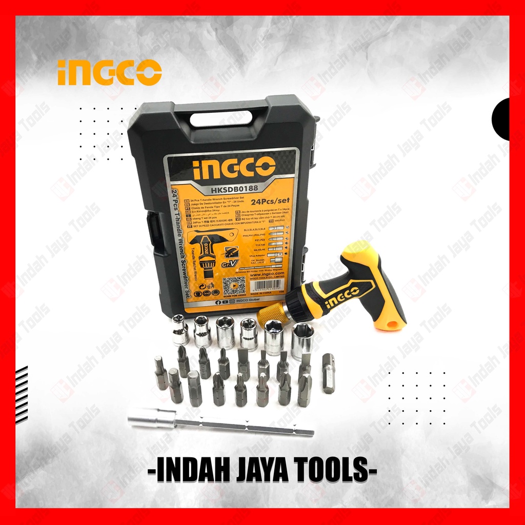 INGCO HKSDB0188 Obeng Set 24 Pcs Kunci Sok T Handle Rachet Combination