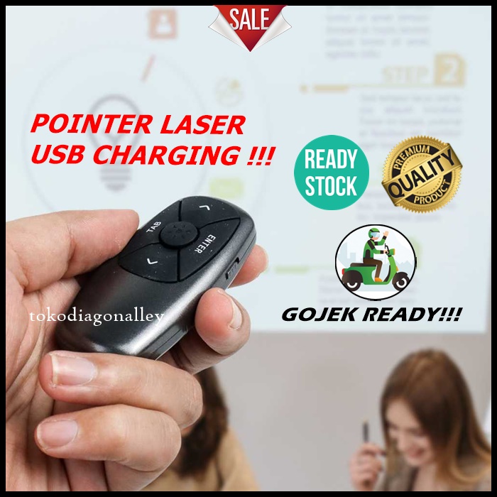 Pointer Laser Wireless Presenter Red 2.4Ghz USB Mini Presentasi USB Charging