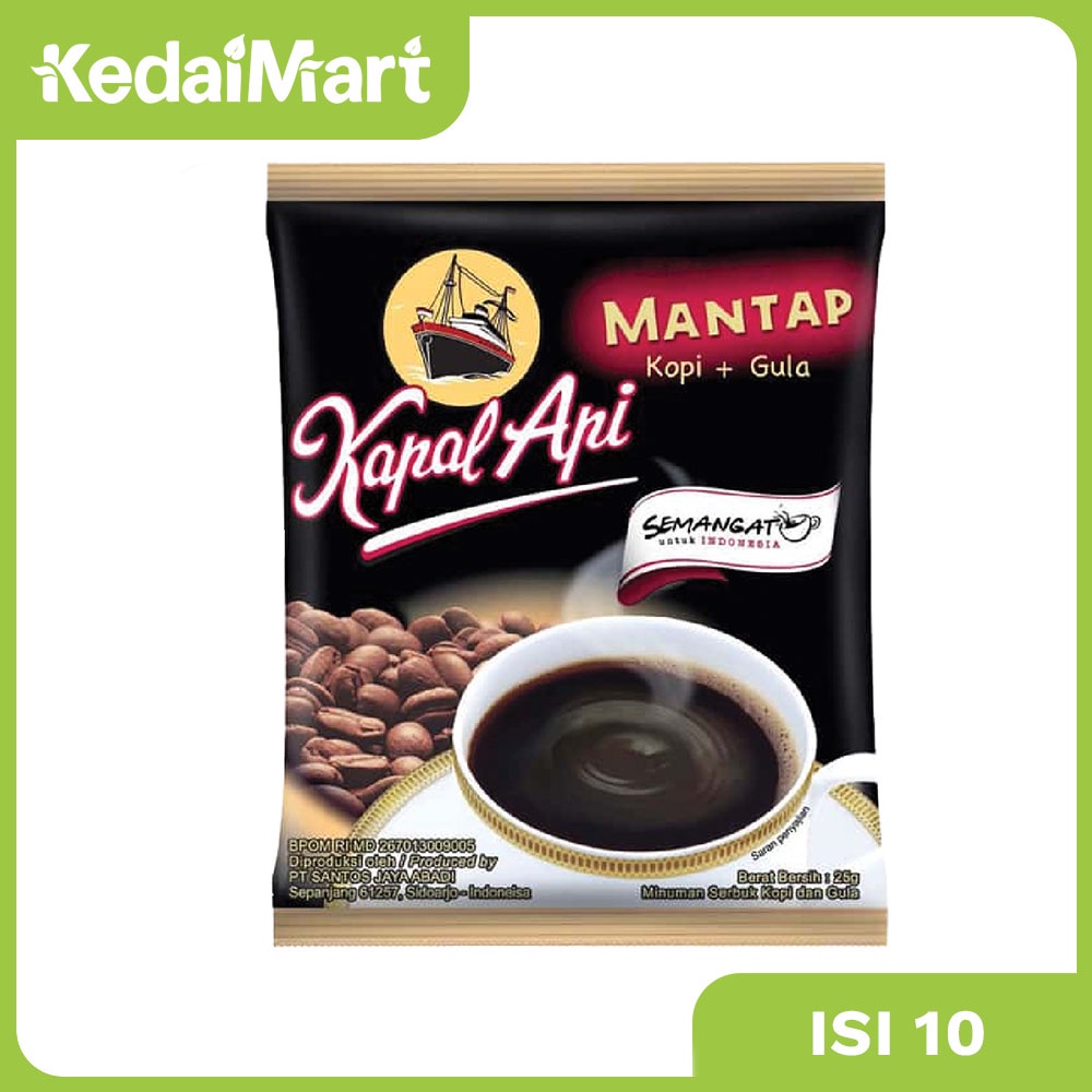 

Kopi Kapal Api Rasa Mantap Kopi Gula Renceng Isi 10 x 25 Gram