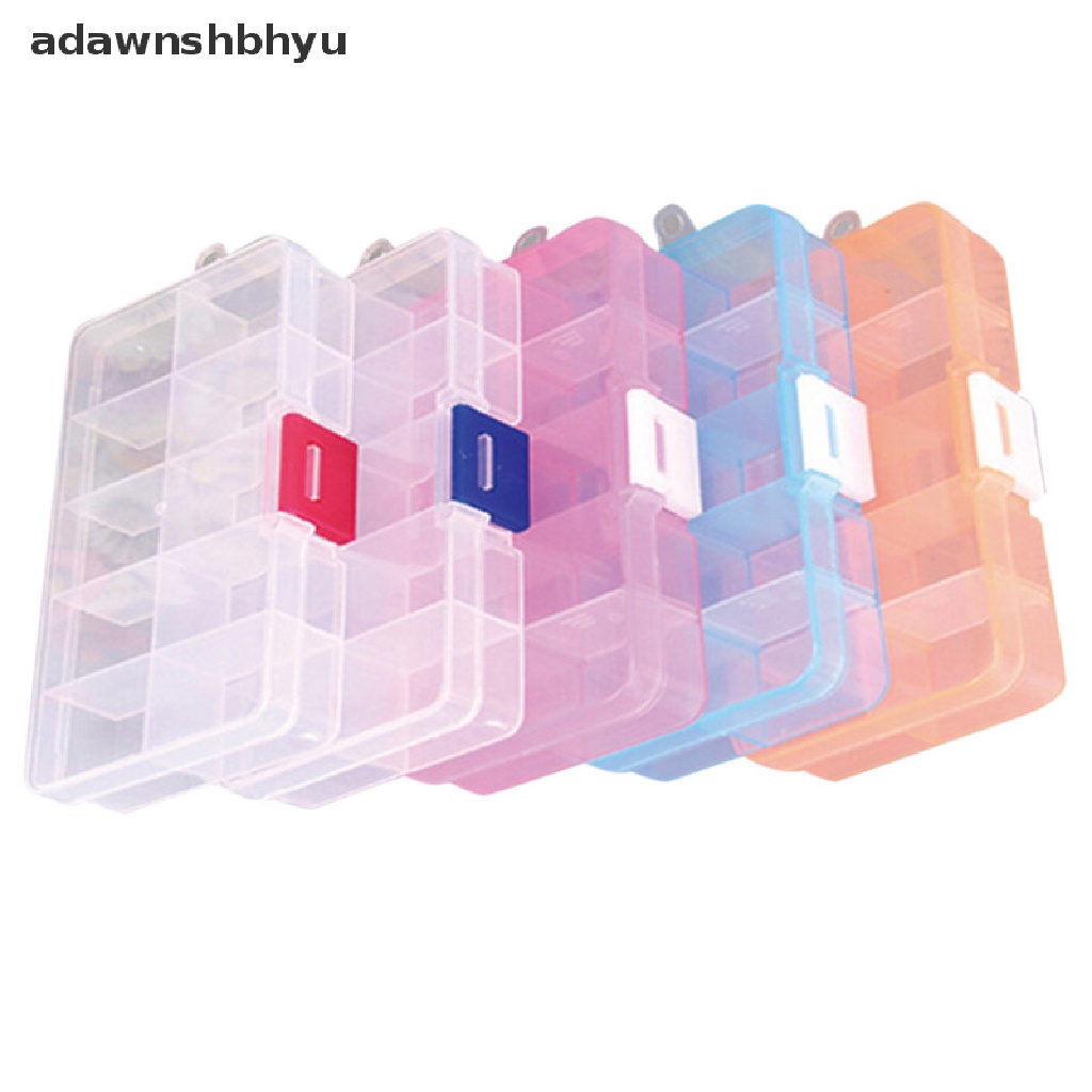 Adawnshbhyu Plastik 10slot Kotak Penyimpanan Perhiasan Adjustable Case Craft Organizer Manik-Manik ID