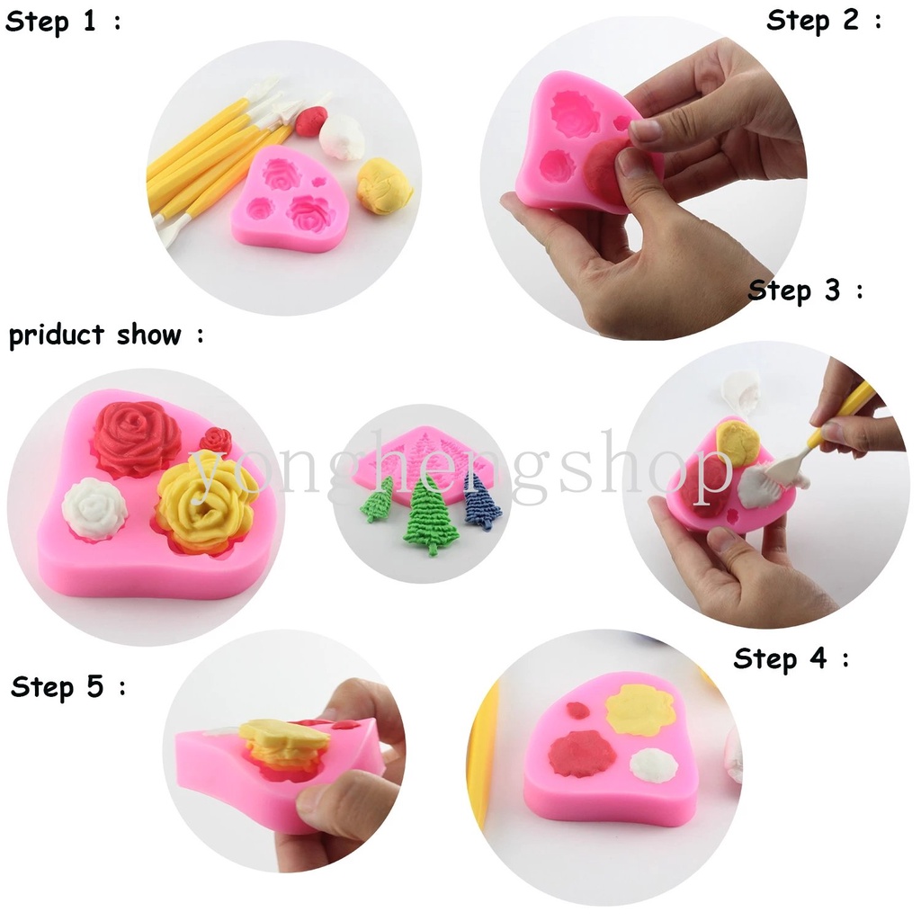 3d Childhood Flower Fairy Cetakan Silikon Gumpaste Coklat Clay Cetakan Kue Fondant DIY Pesta Alat Dekorasi Kue