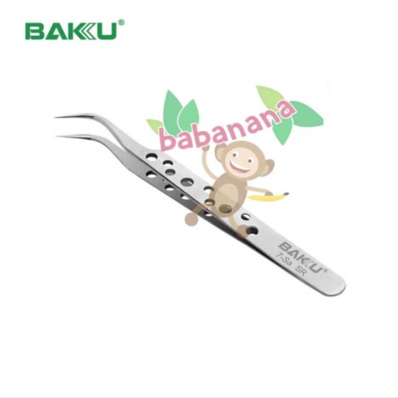 Baku 7-Sa SR Pinset Lengkung Curved Tip Tweezer Penjepit Stainless