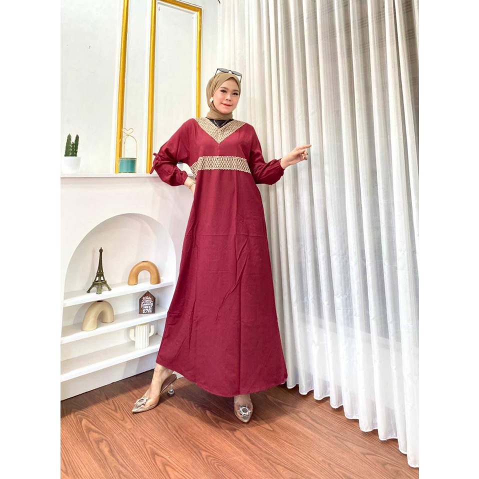 Majidah Baju Gamis Muslim Wanita Bahan Rayon Polos Kekinian Terbaru