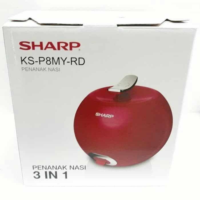 Magic Com Sharp Apel/Apple KS-P8MY-RD/Rice Cooker Kecil 0,8L Penanak Nasi