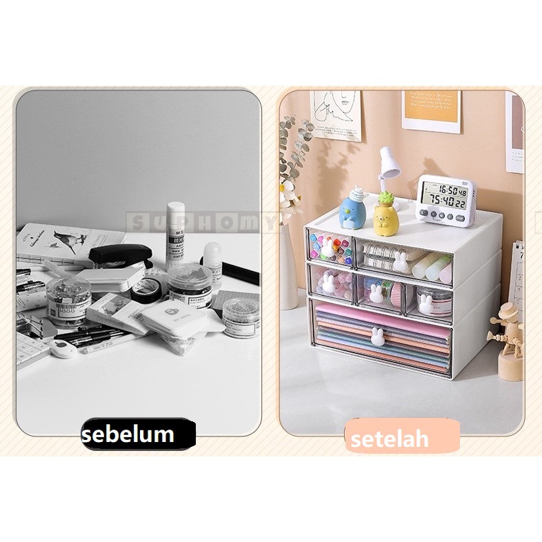 Rak Pensil/Kotak Laci/Kecil Laci Susun/Rak Kecil/Meja Tempat Penyimpanan/Penyimpanan alat tulis /Rak Alat Tulis/Mini Drawer Storage Box/Desk Laci Mini/Desktop Drawer