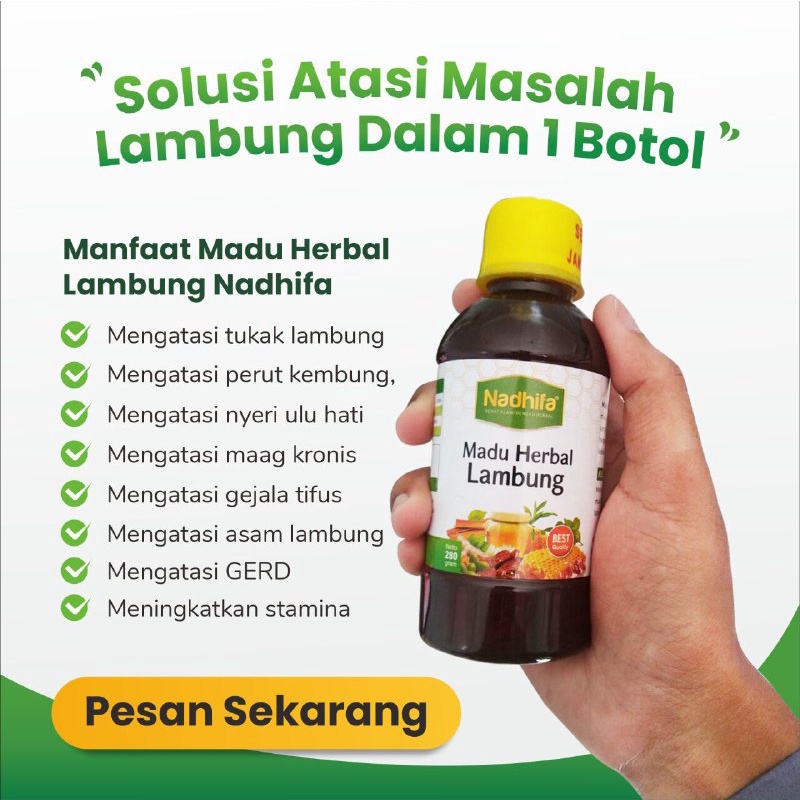 Madu Sehat Lambung Nadhifa Spesial Atasi Maag, Asam Lambung &amp; Gerd